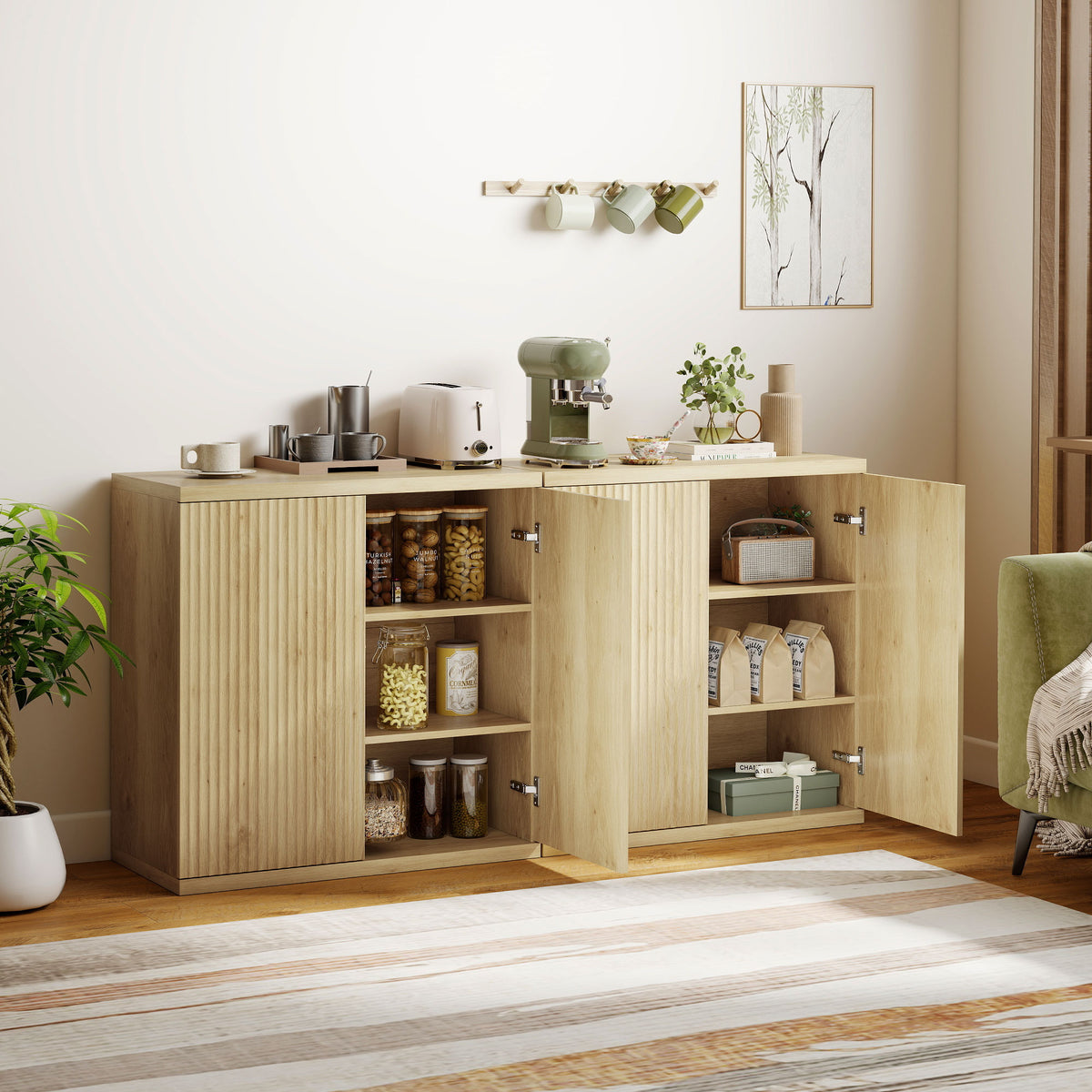 Sideboard Buffet Cabinets, Set of 2, with Soft-Close Doors – 31"W x 31"H each