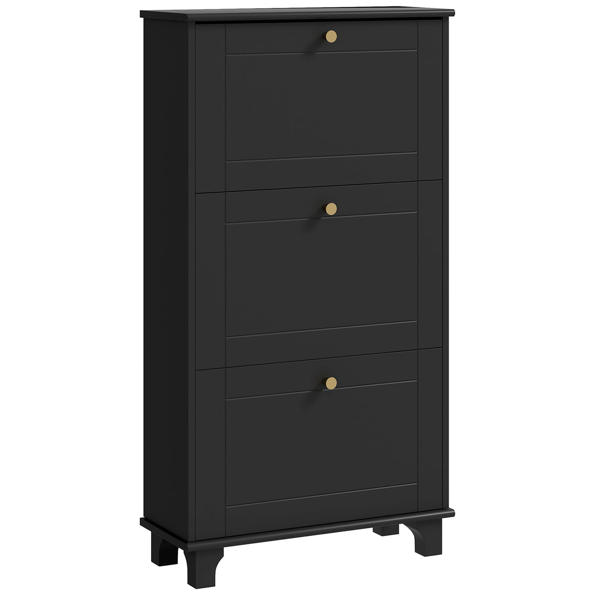 Narrow Shoe Storage with 3 Flip Drawers and Adjustable Shelves – 24"W x 49"H