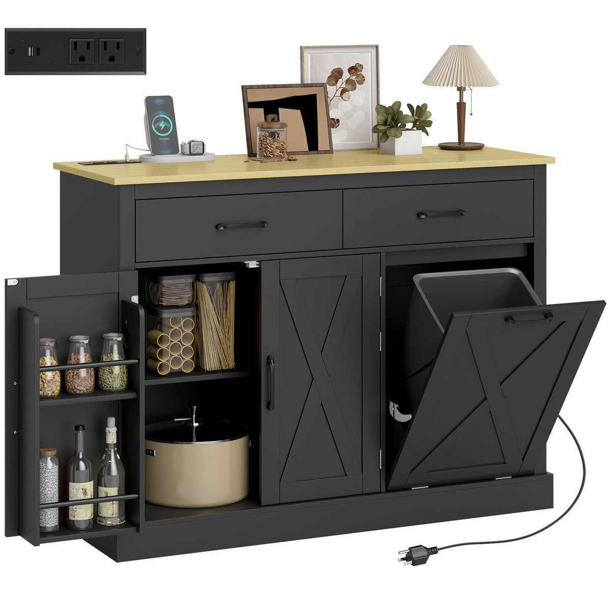 Kitchen Island with Charging Station – 44"W x 33"H