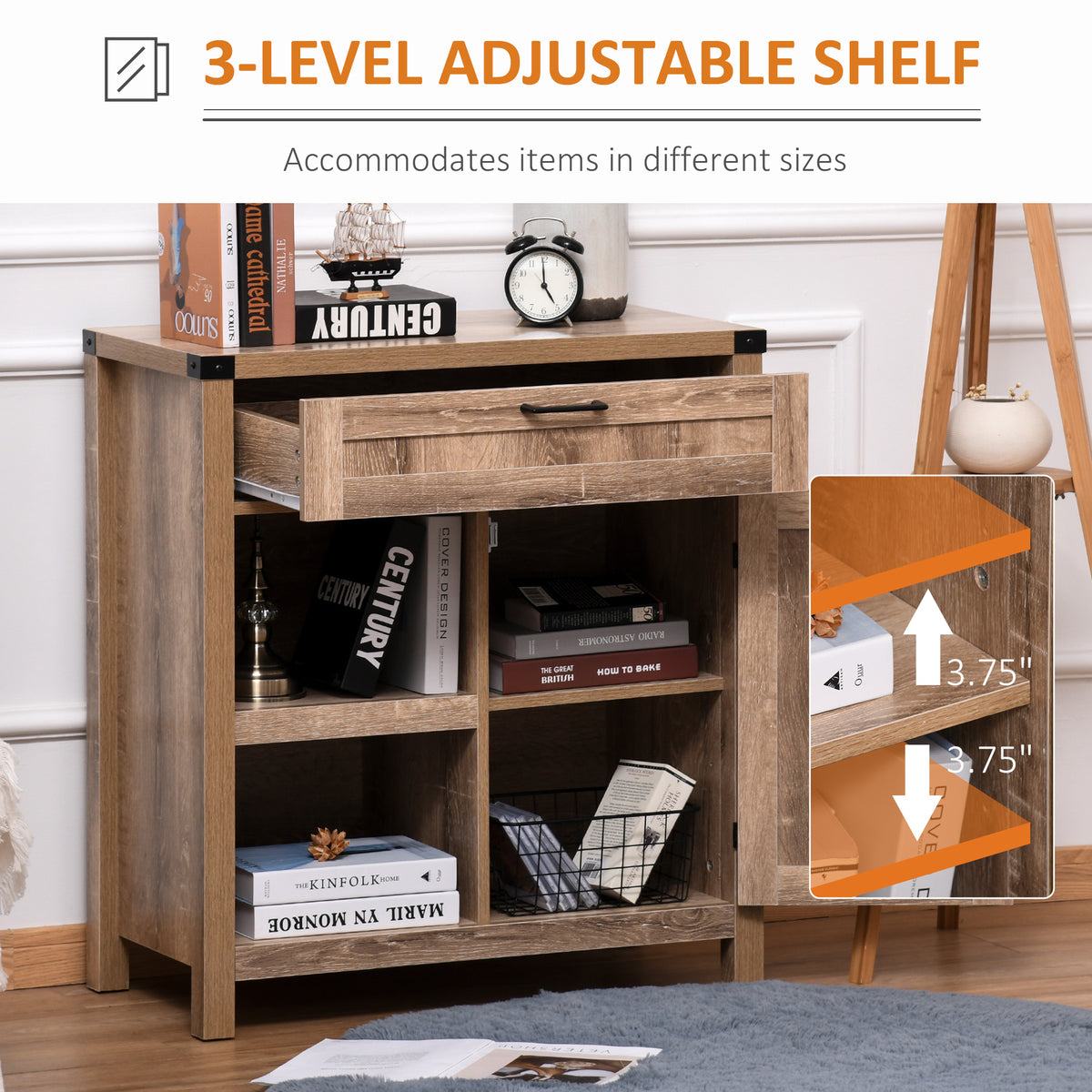 Farmhouse Sideboard with Barn Doors – 30"W x 33"H