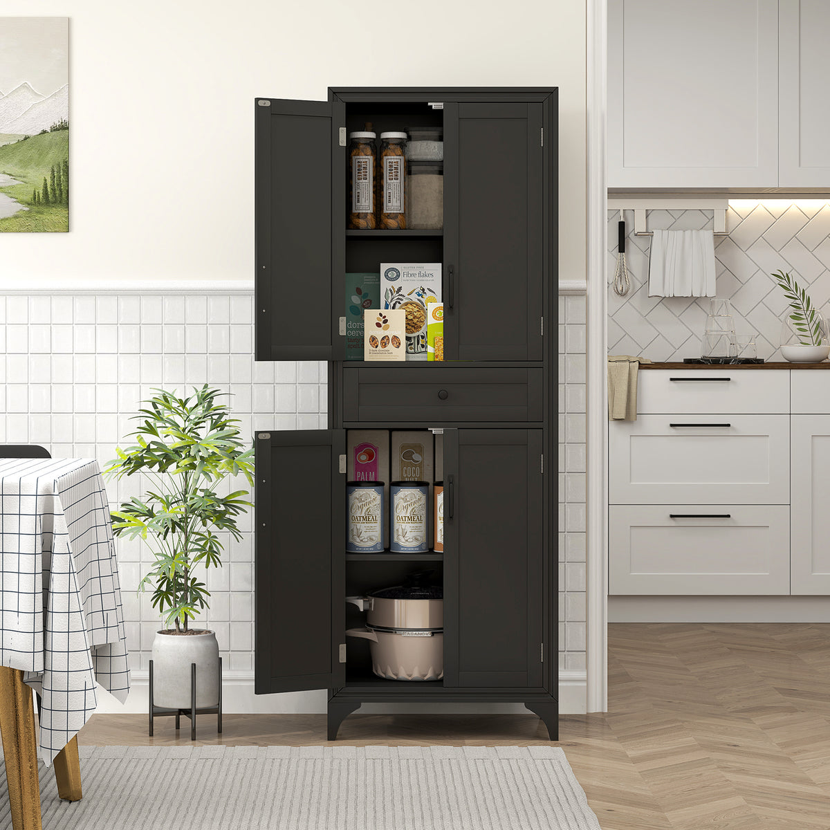 Kitchen Pantry Cabinet with 2 Shelves – 24"W x 67"H