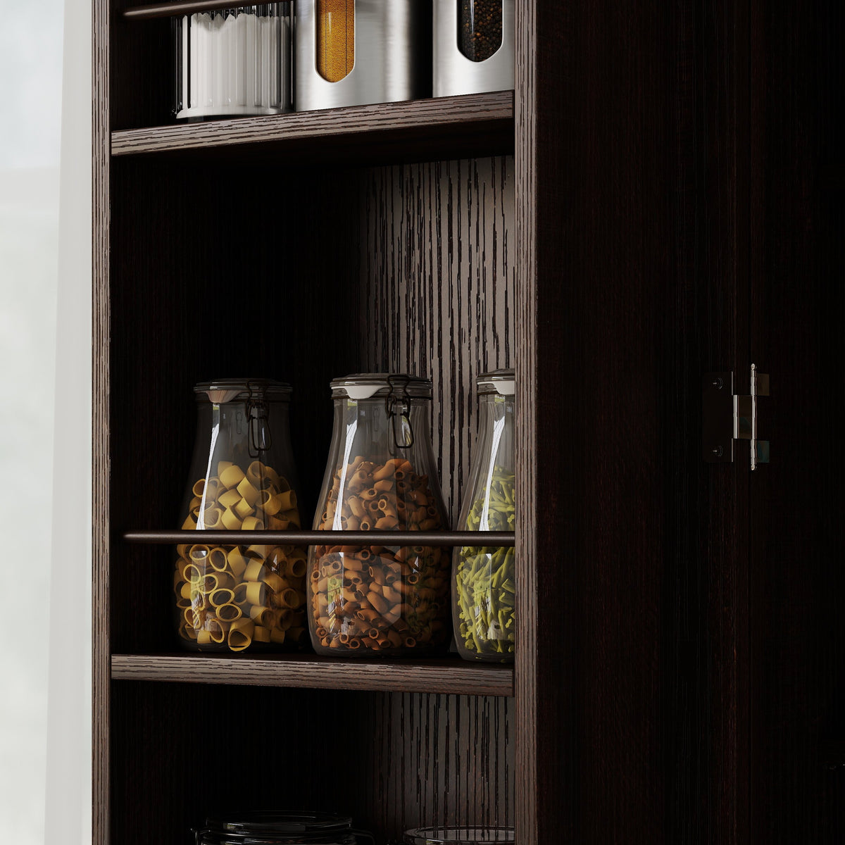 Farmhouse Kitchen Storage Cabinet with 4 Barn Doors – 30"W x 72"H