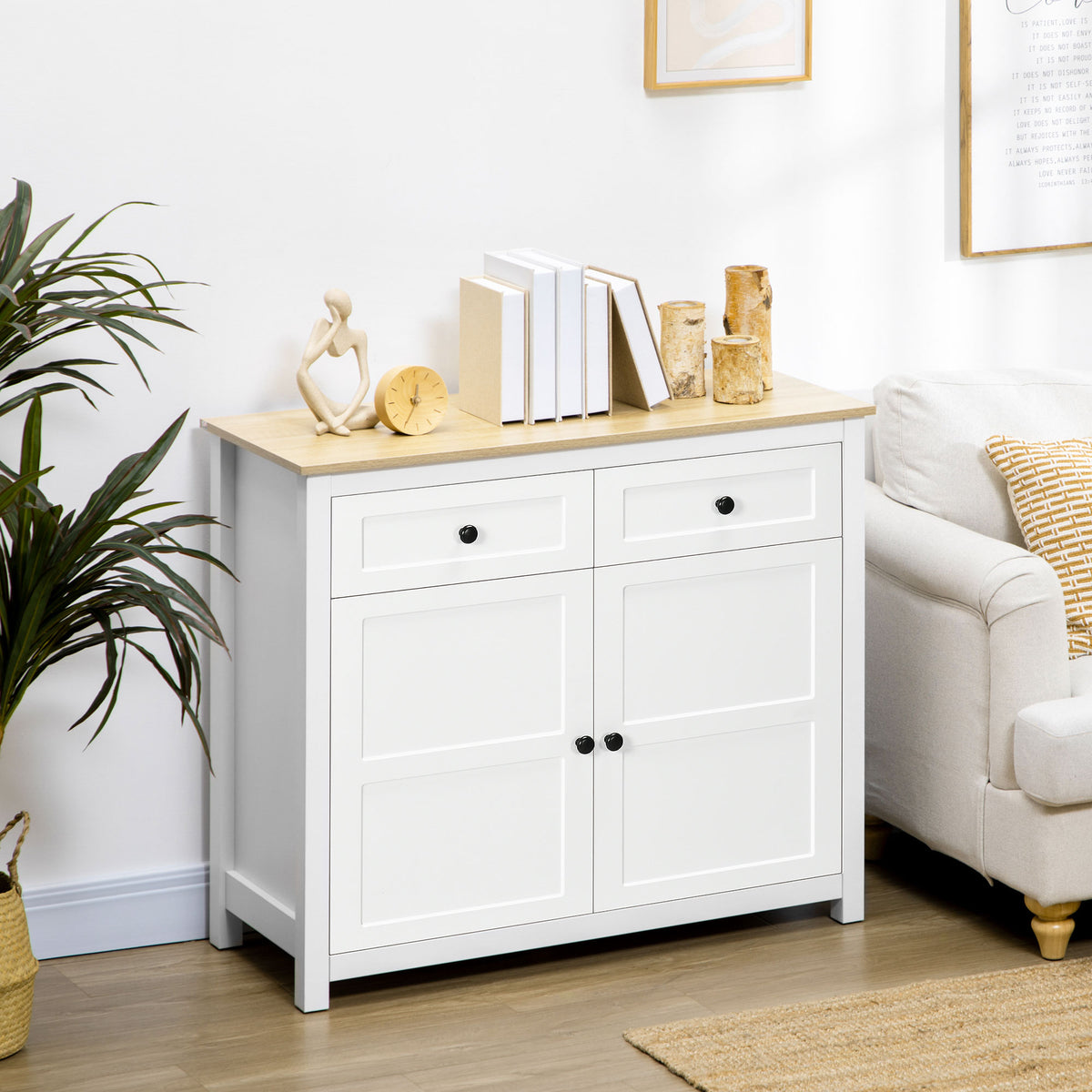 Modern Kitchen Storage Cabinet with Drawers and Adjustable Shelf – 39"W x 34"H
