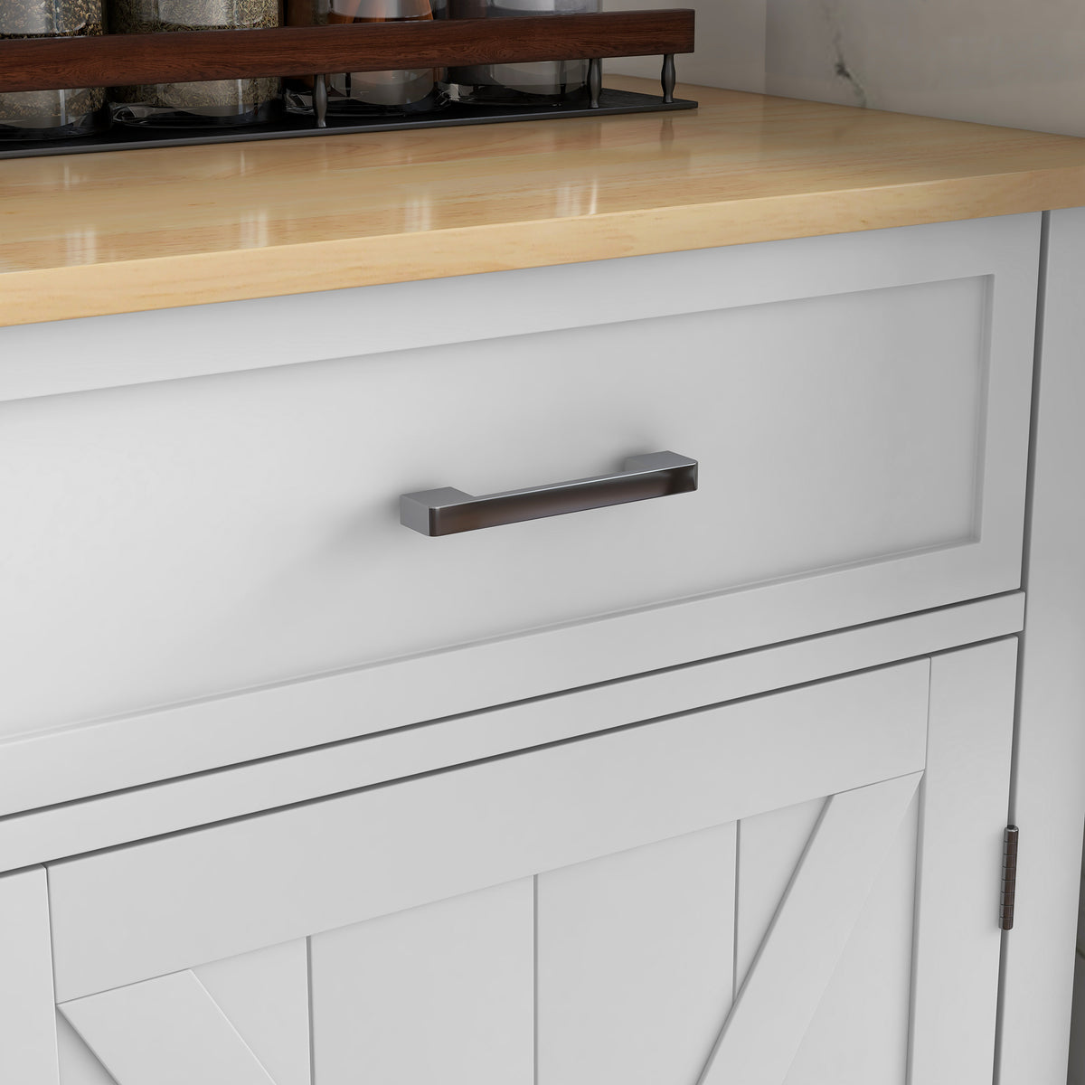 Rolling Kitchen Island with Drop Leaf Wood Breakfast Bar – 41"W x 36"H