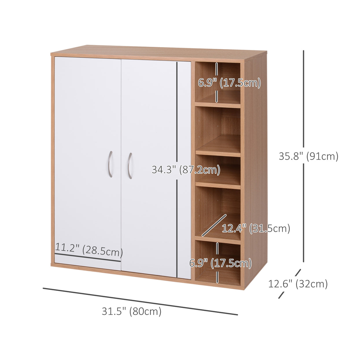 Free-Standing 3-Tier Shoe Cabinet with Adjustable Shelves – 32"W x 36"H