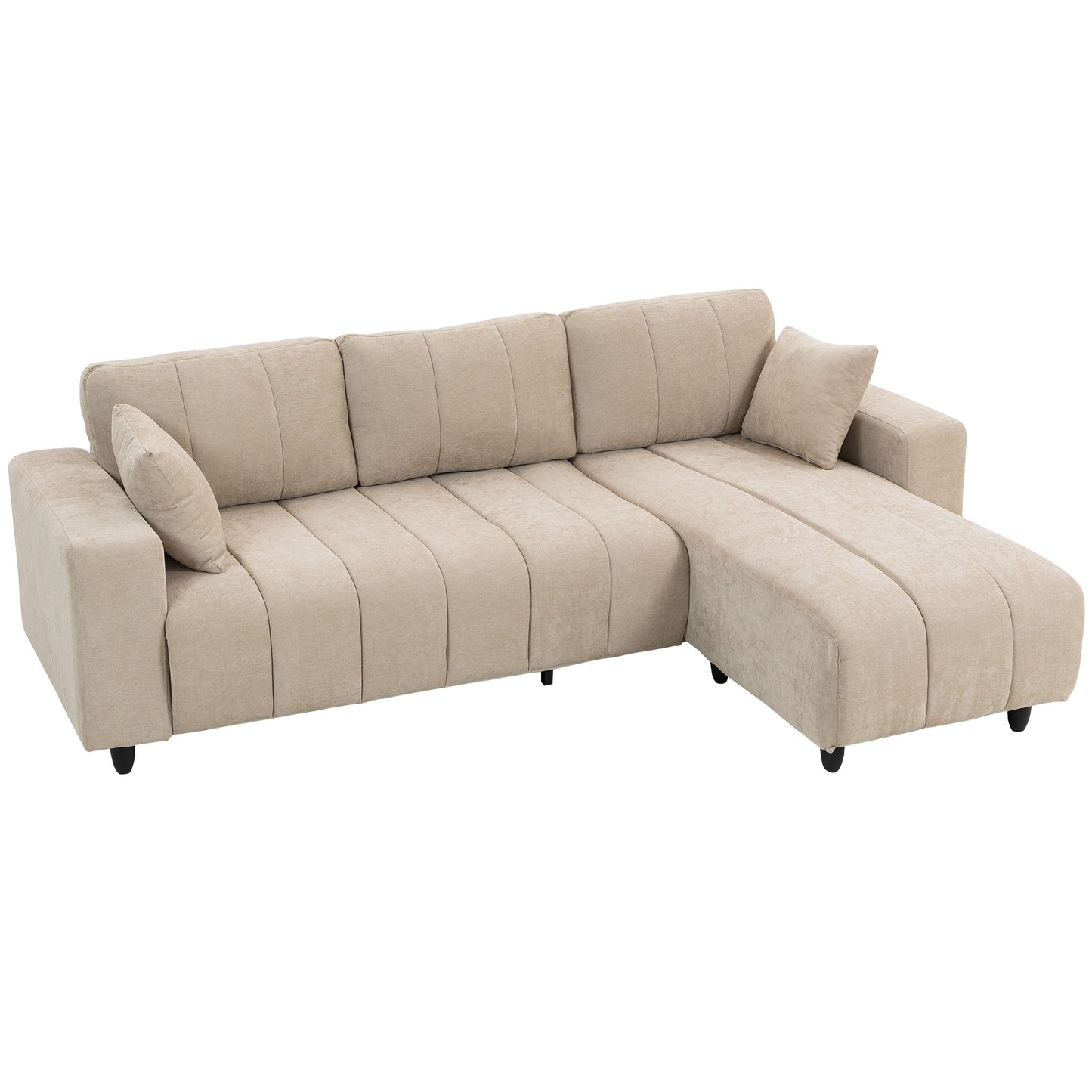 HOMCOM Beige 3-Seater L-Shaped Sectional Sofa with Changeable Chaise, Spring Cushions