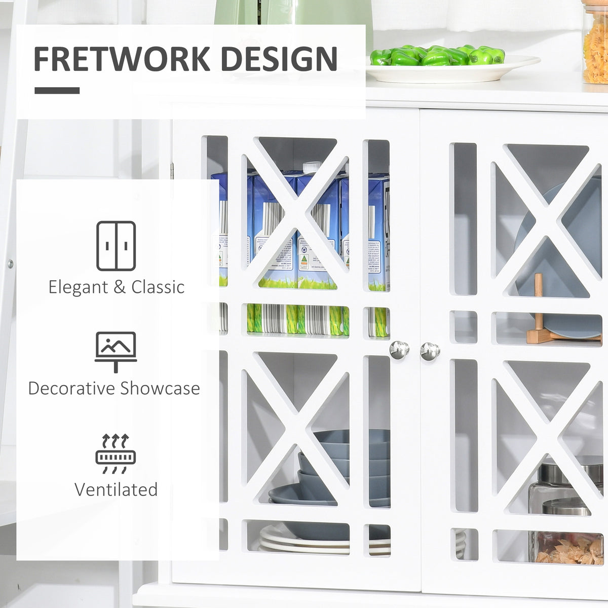 Storage Cabinet with Fretwork Doors and Shelf – 31"W x 31"H