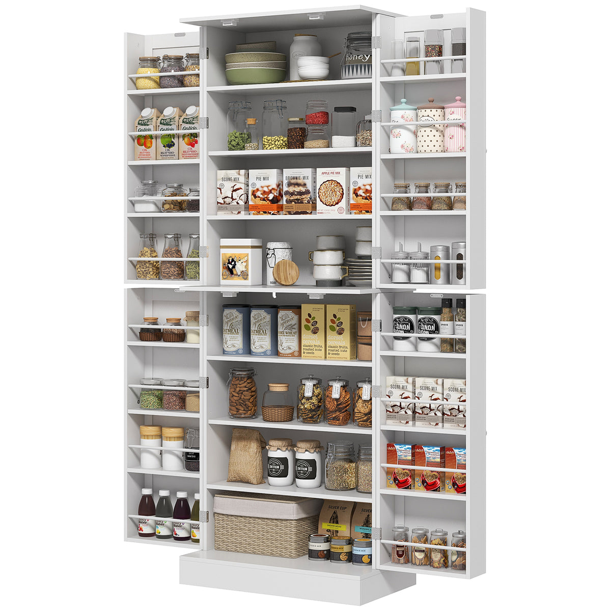 Kitchen Pantry Cabinet with 4 Doors and 16 Door Shelves – 24"W x 65"H