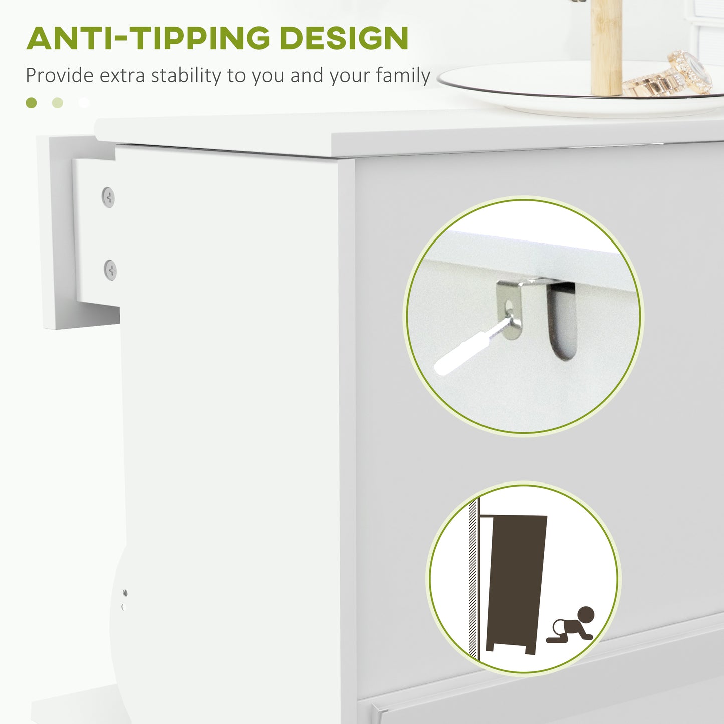 HOMCOM Slim White Shoe Cabinet: Dual Flip Drawers, Adjustable Shelves