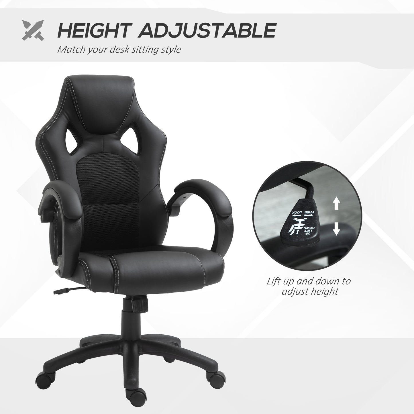 HOMCOM Ergonomic Racing Style High-Back Executive Swivel Office Gaming Chair Black