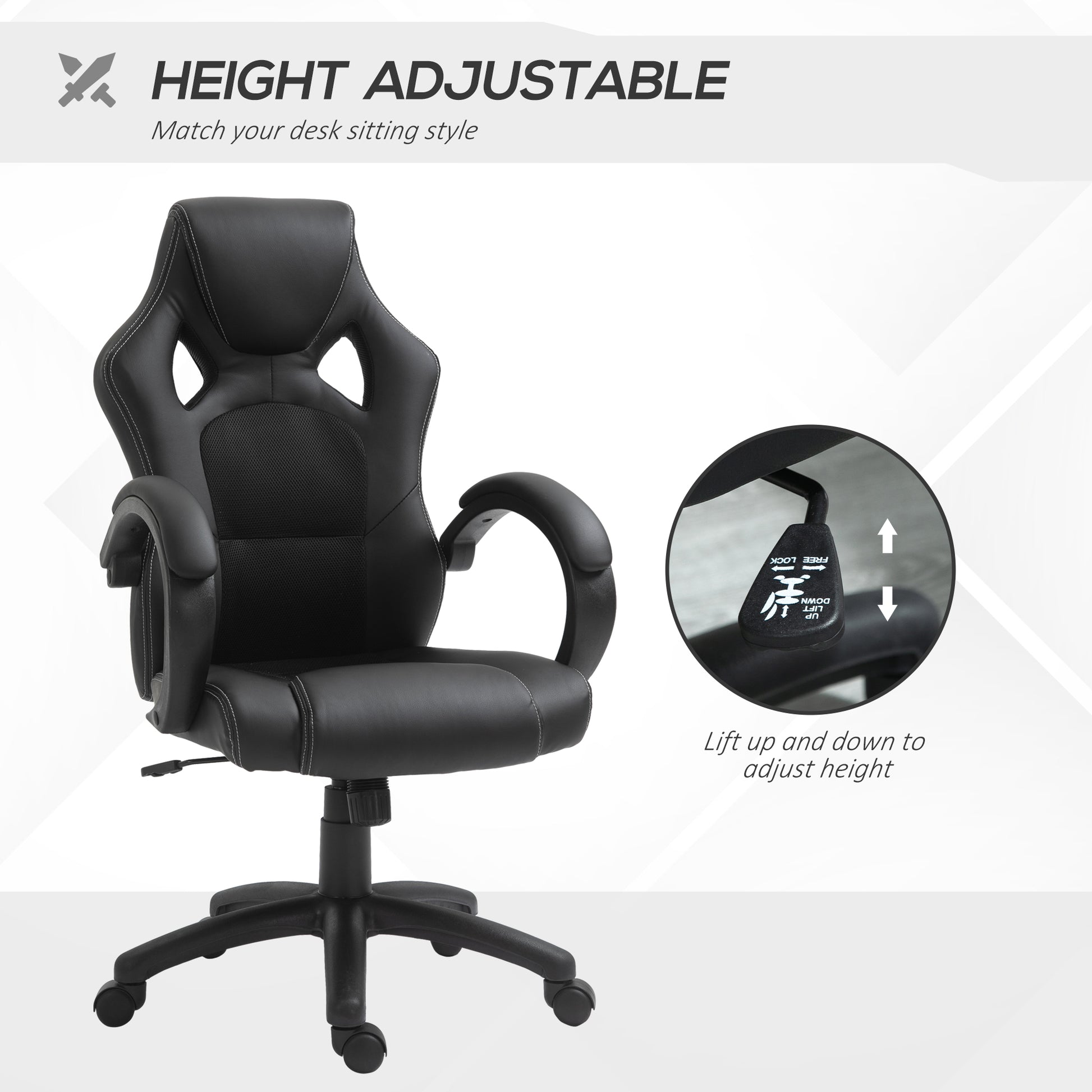 HOMCOM Ergonomic Racing Style High-Back Executive Swivel Office Gaming Chair Black