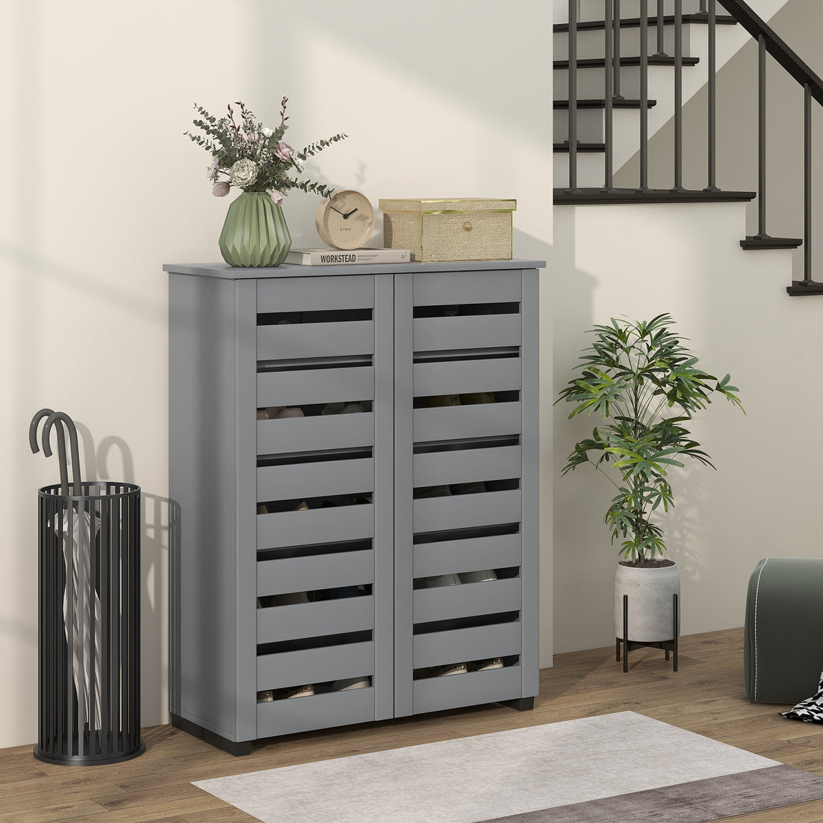 Shoe Cabinet with 2 Slatted Doors – 30"W x 39"H