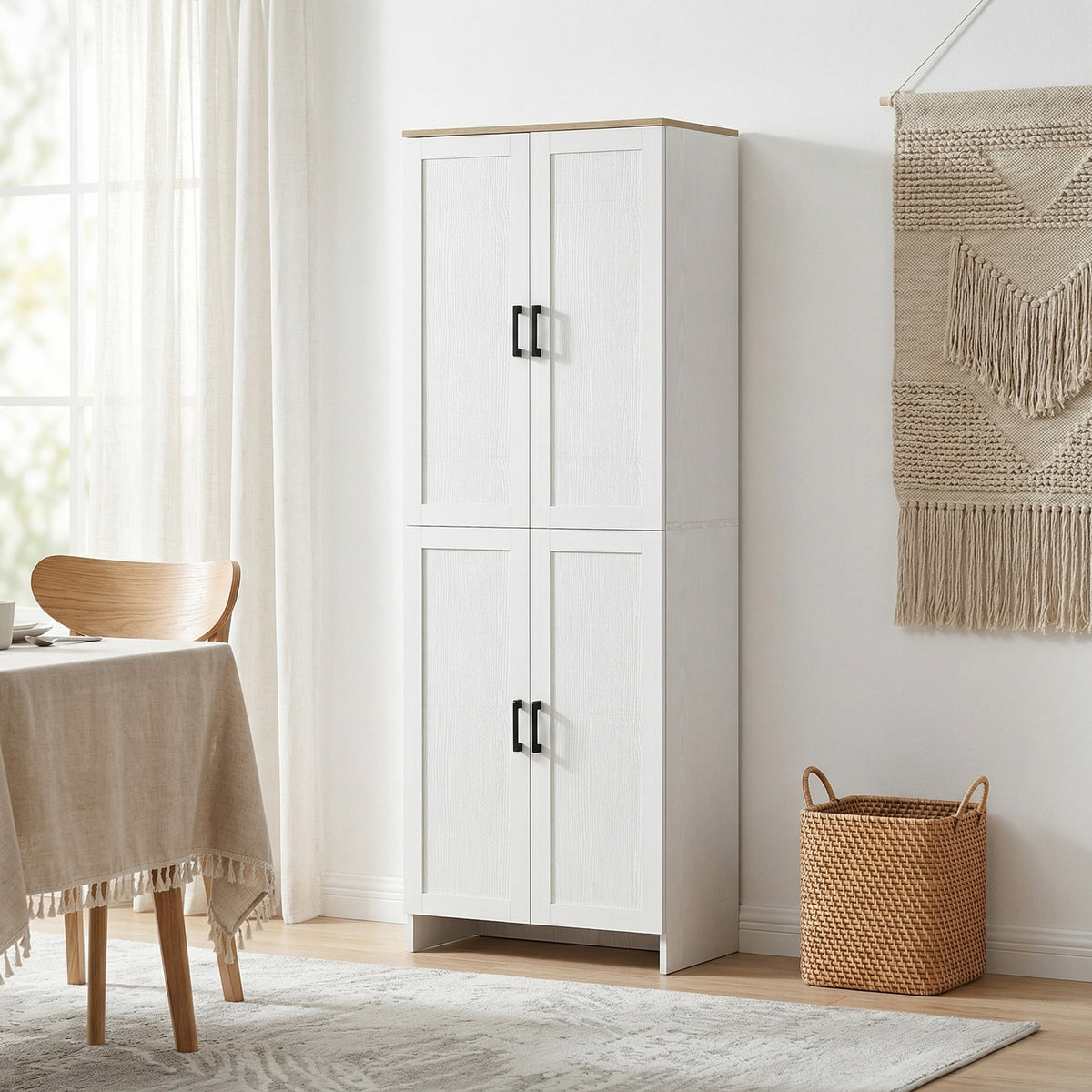 4-Door Kitchen Pantry Cabinet with Adjustable Shelves – 24"W x 67"H