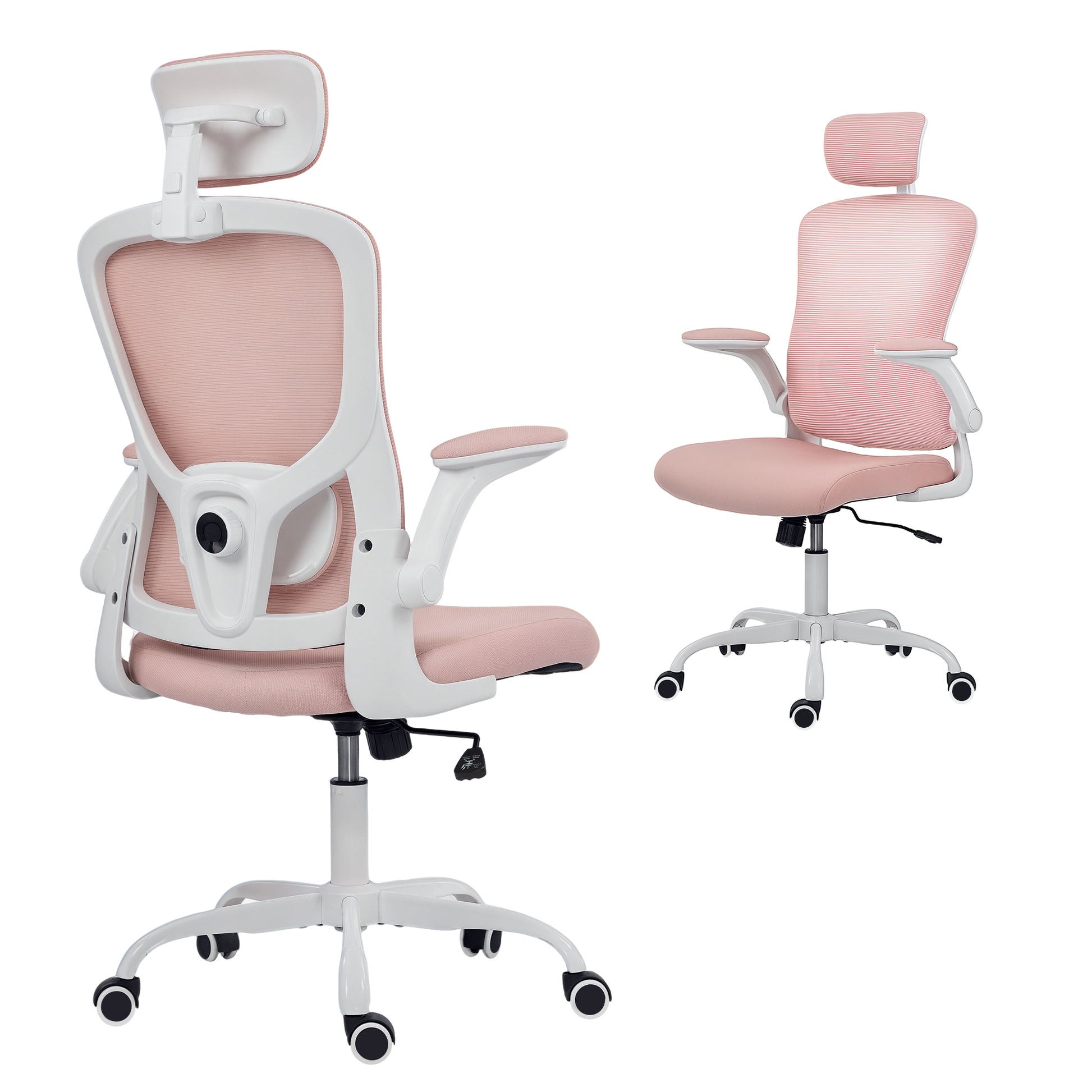 Ergonomic Mesh Office Chair: Adjustable Headrest, 4D Lumbar Support, Flip-Up Armrests