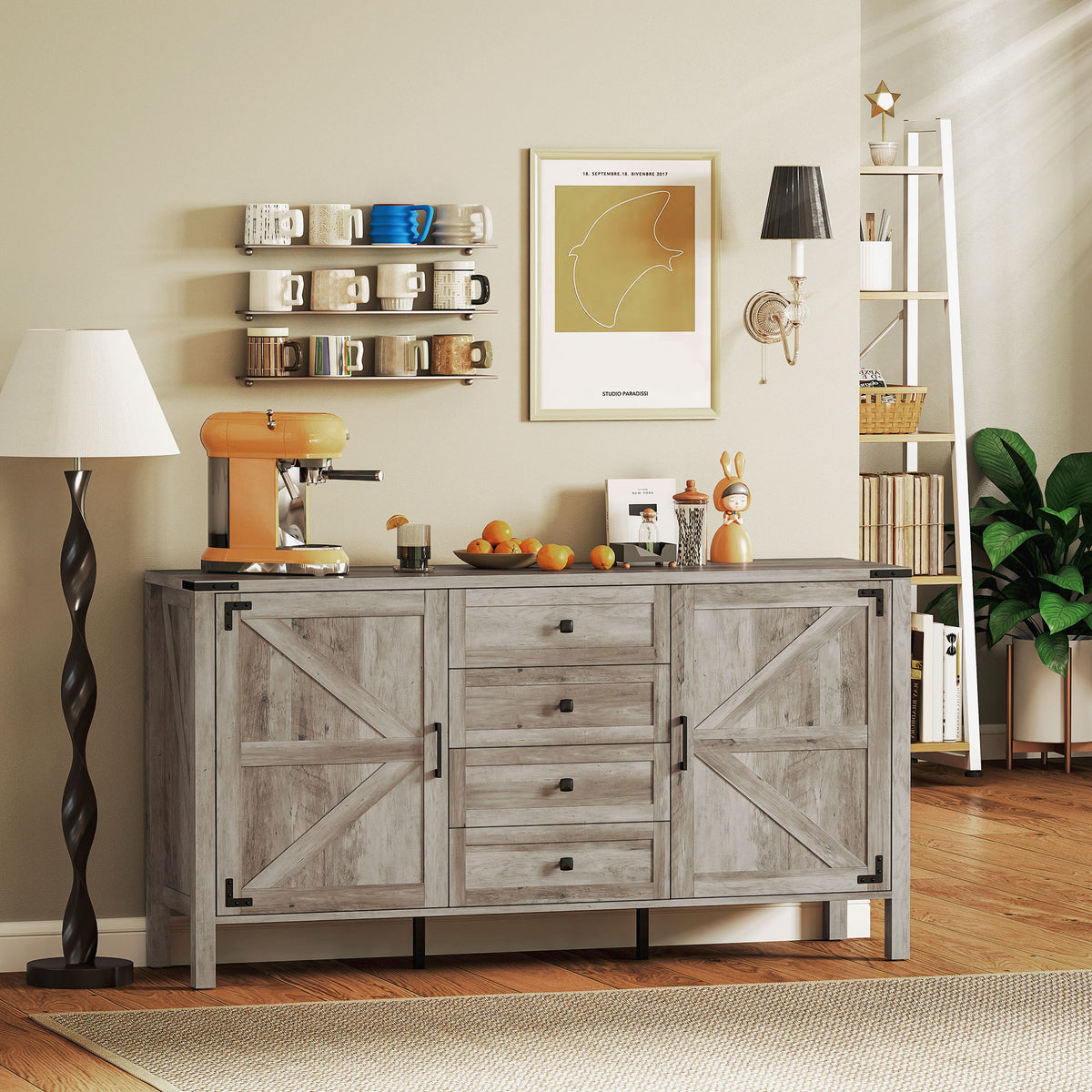 Farmhouse Sideboard with Thick Top – 59"W x 32"H