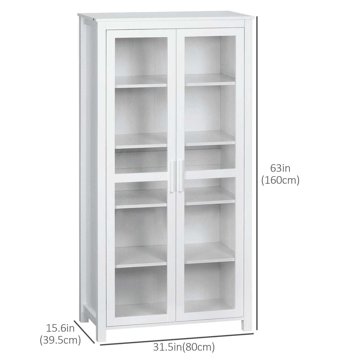 HOMCOM Kitchen Pantry Cabinet 5‑Tier Freestanding White