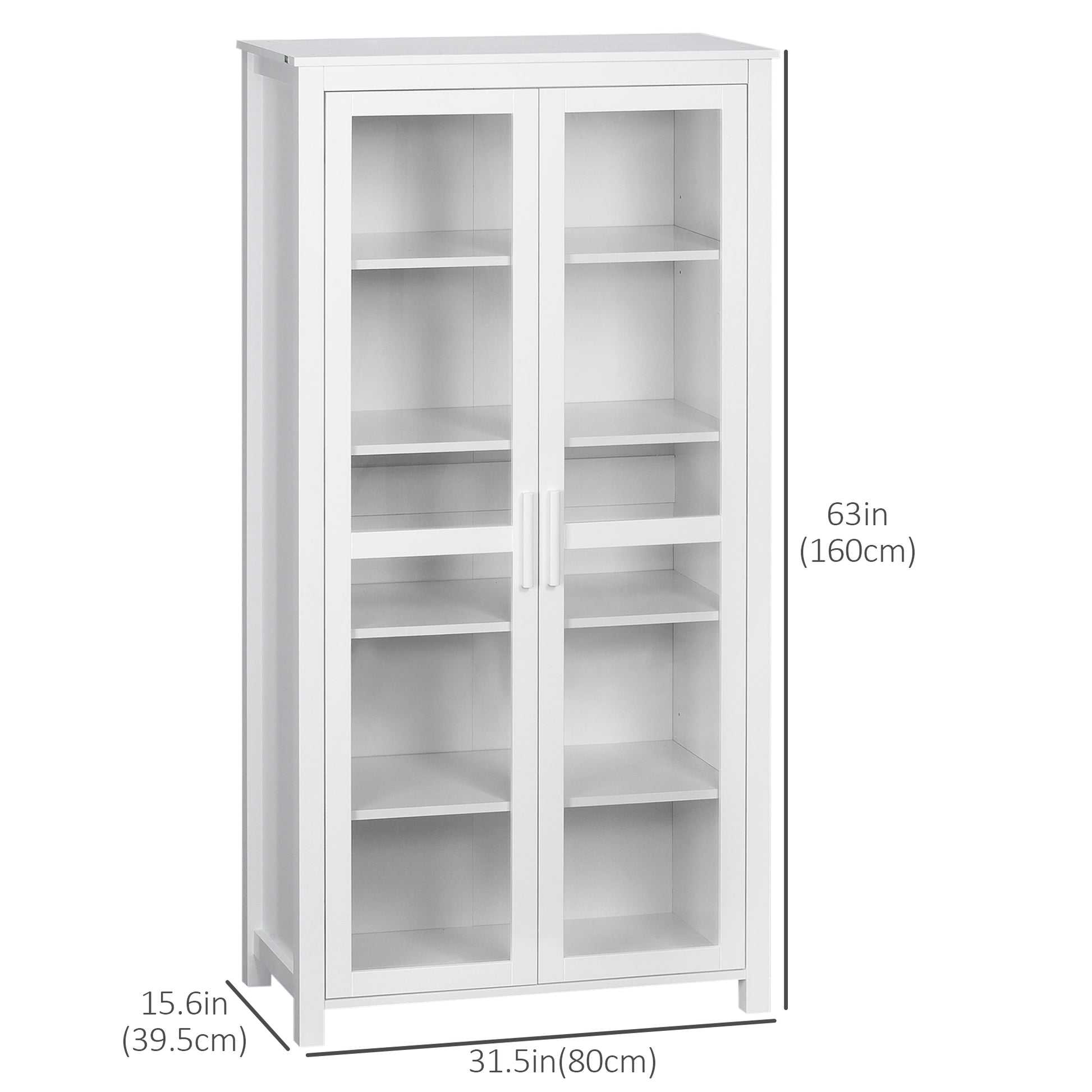 HOMCOM Kitchen Pantry Cabinet 5‑Tier Freestanding White