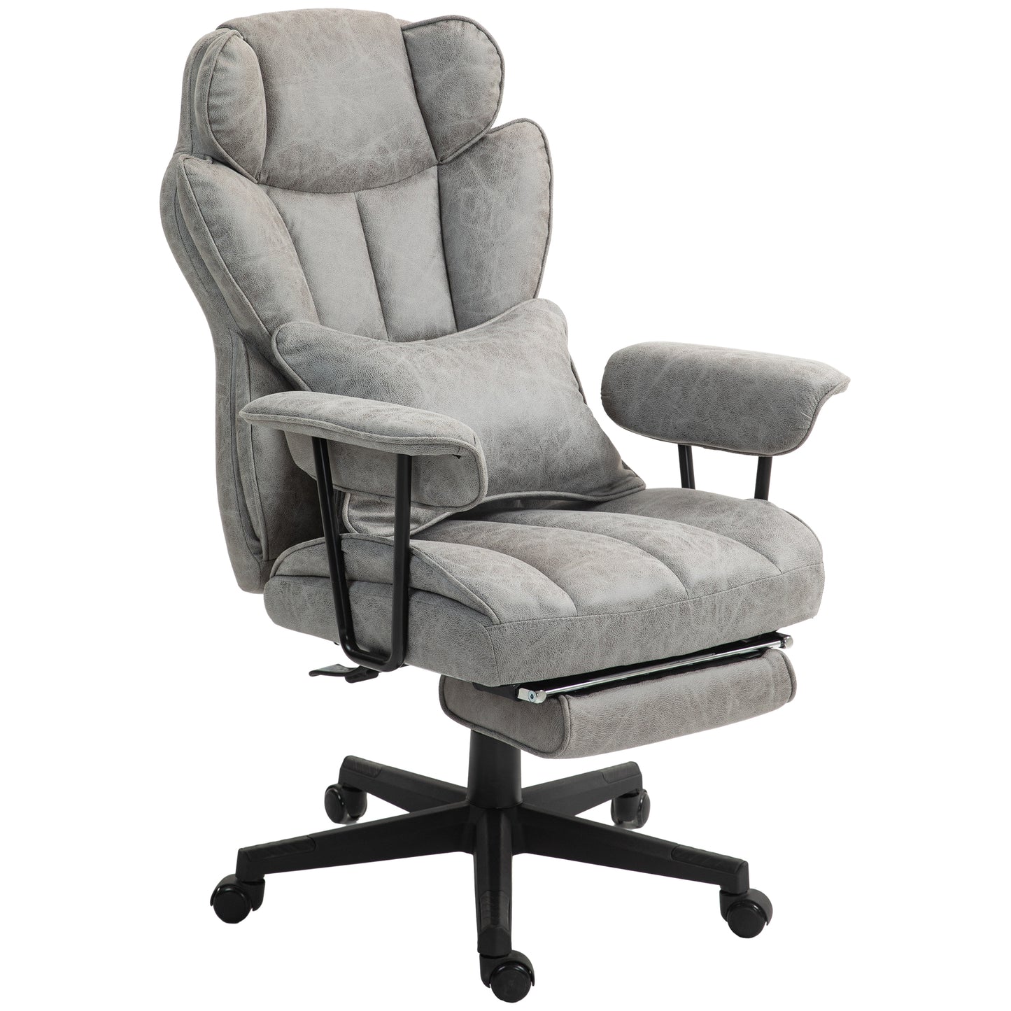 HOMCOM Executive Office Chair with Footrest, High Back, Lumbar Support, Grey