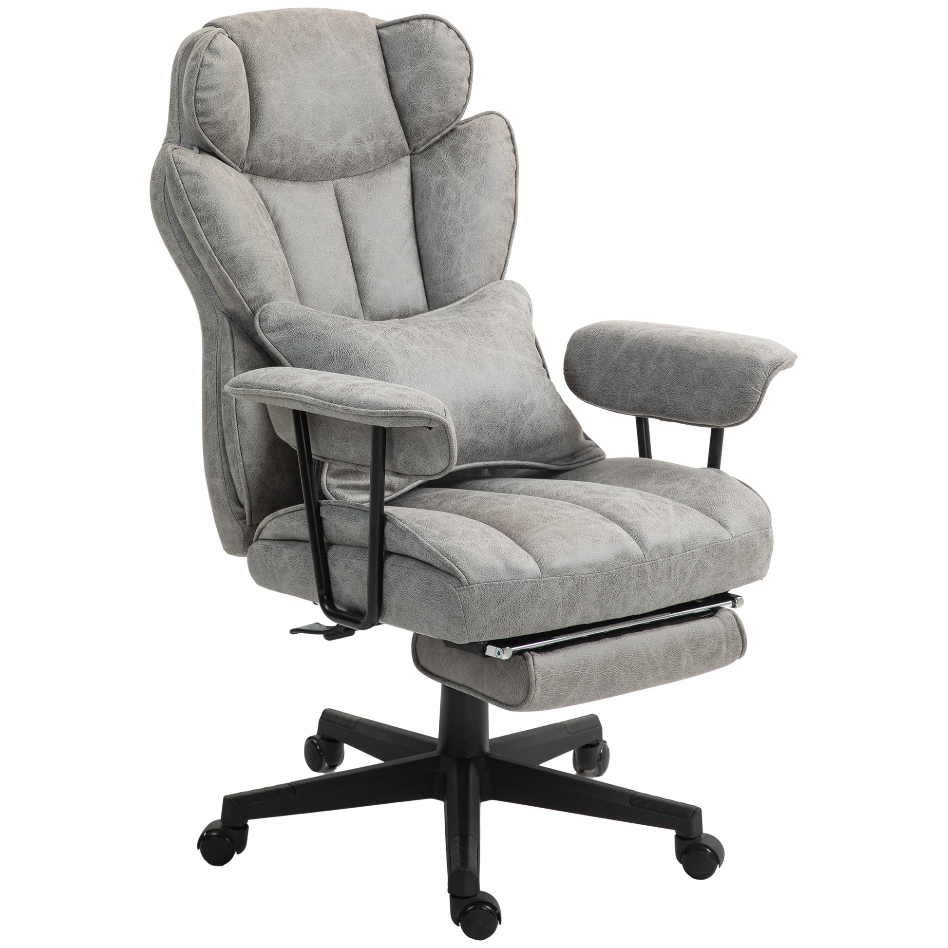 HOMCOM Executive Office Chair with Footrest, High Back, Lumbar Support, Grey