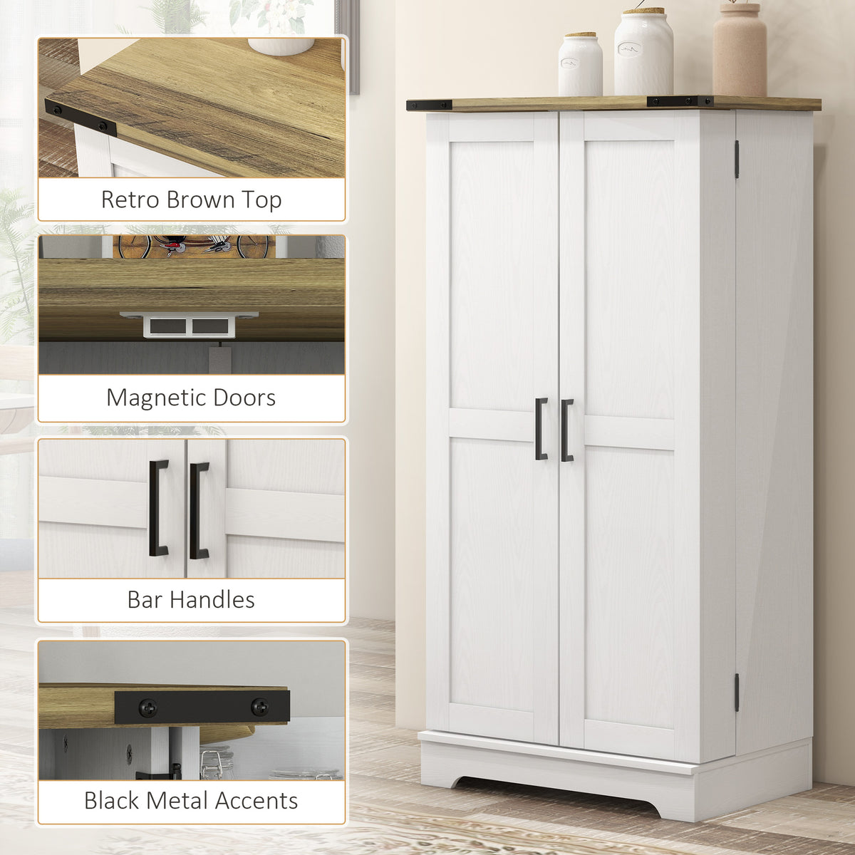 Kitchen Pantry Cabinet with Doors and Adjustable Shelves – 24"W x 47"H