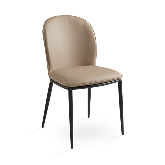 Modern Upholstered Dining Chair, Black Legs