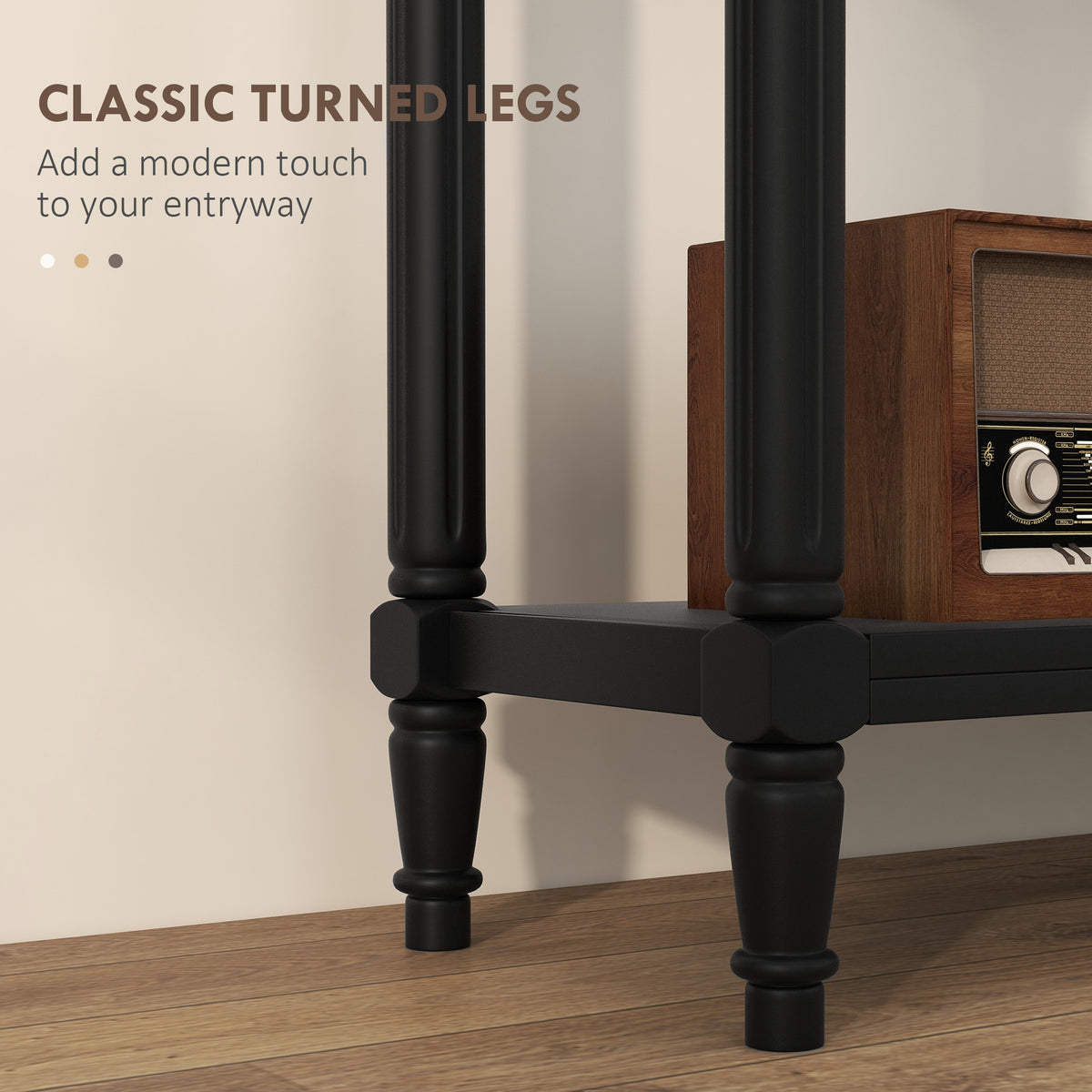 Hallway Console Table with 2 Drawers, Black