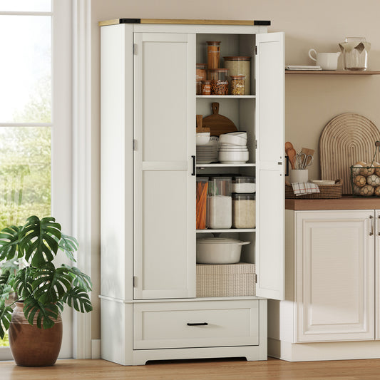 Tall Farmhouse Kitchen Pantry Cabinet with 2 Doors – 31"W x 69"H