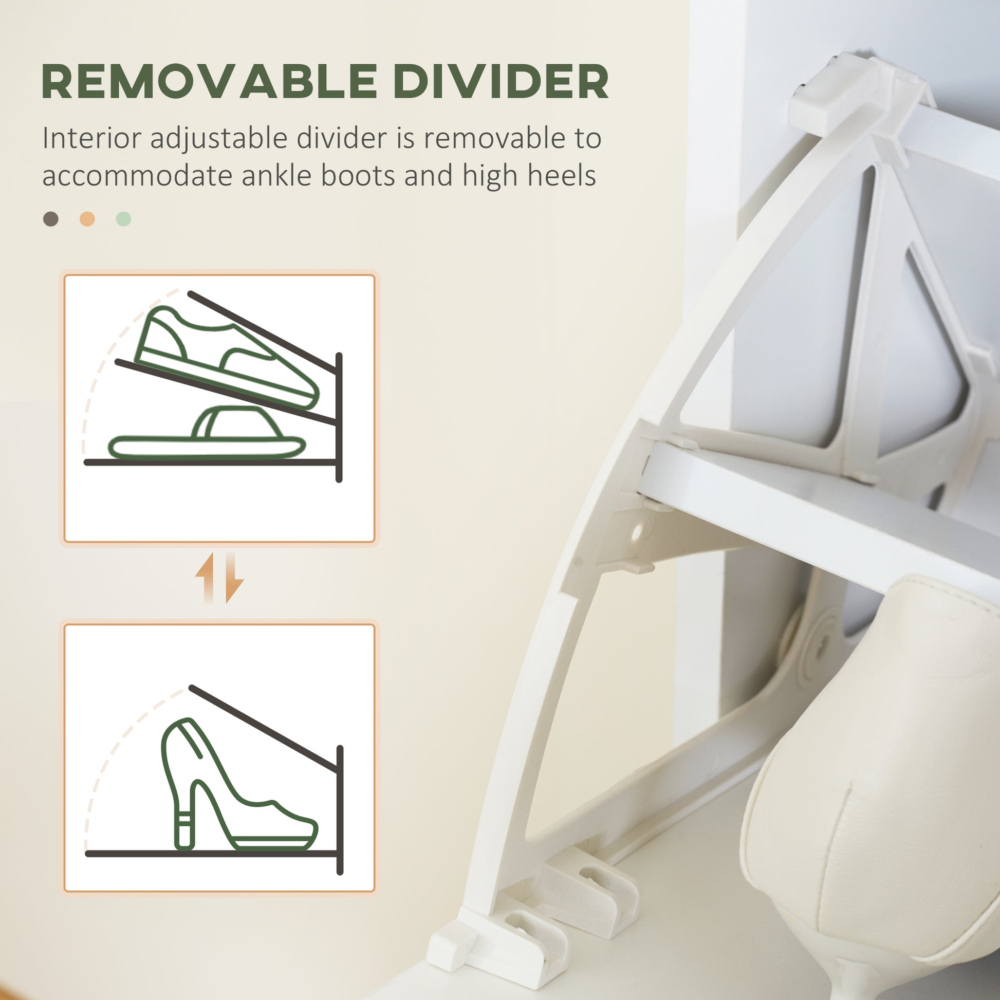 HOMCOM Slim White Shoe Cabinet: 3 Flip Drawers, Adjustable 15-Pair Storage