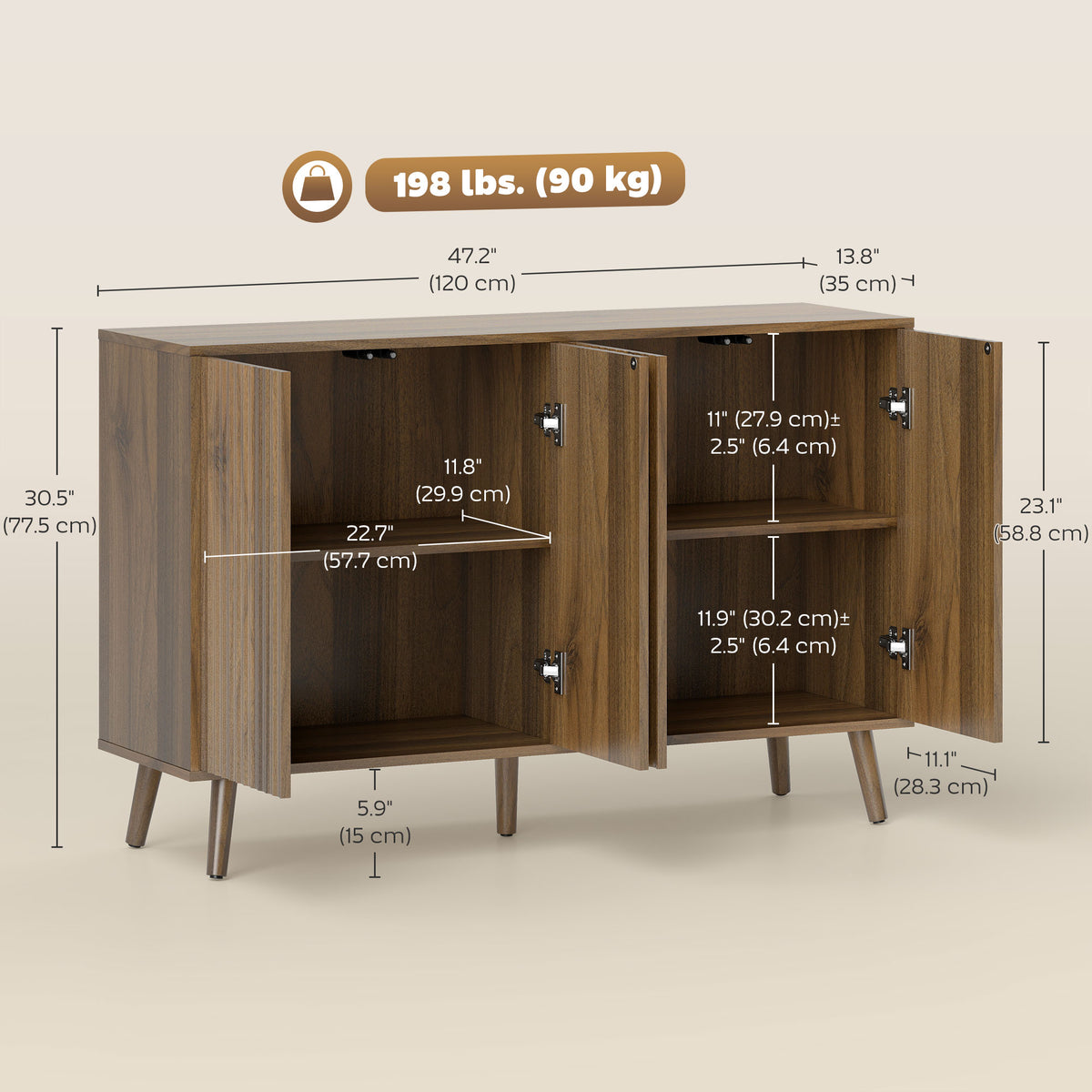 Buffet Cabinet with Storage – 47"W x 31"H