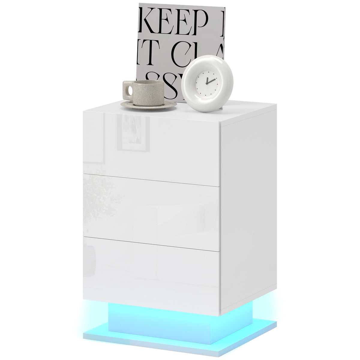 LED Nightstand with 3 Drawers and App Control – 16"W x 24"H