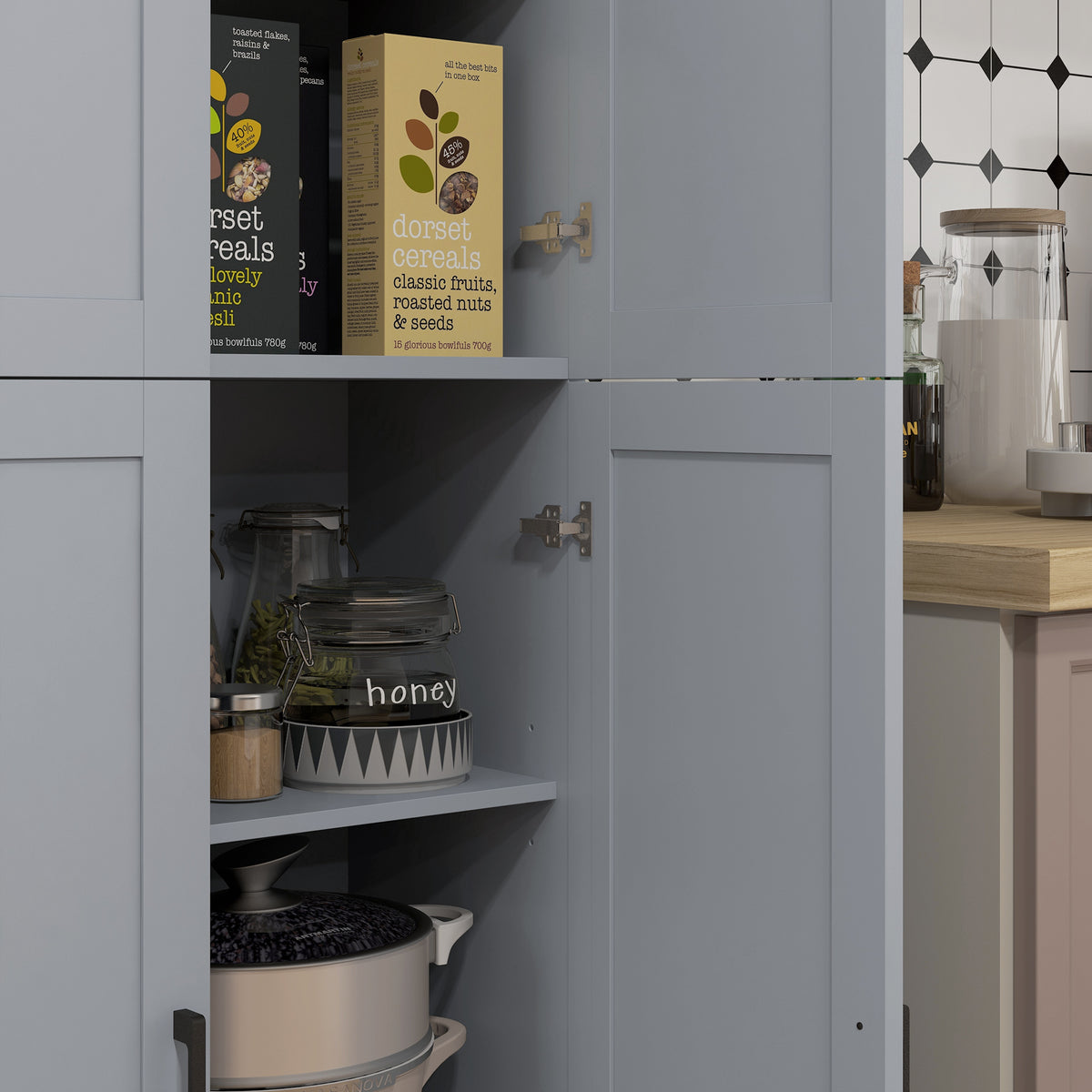 4-Door Kitchen Pantry Cabinet with Adjustable Shelves – 24"W x 67"H