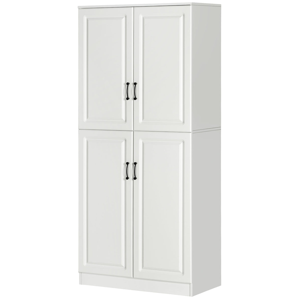 Freestanding Kitchen Pantry Cabinet with 4 Hinged Doors and Adjustable Shelves – 32"W x 71"H