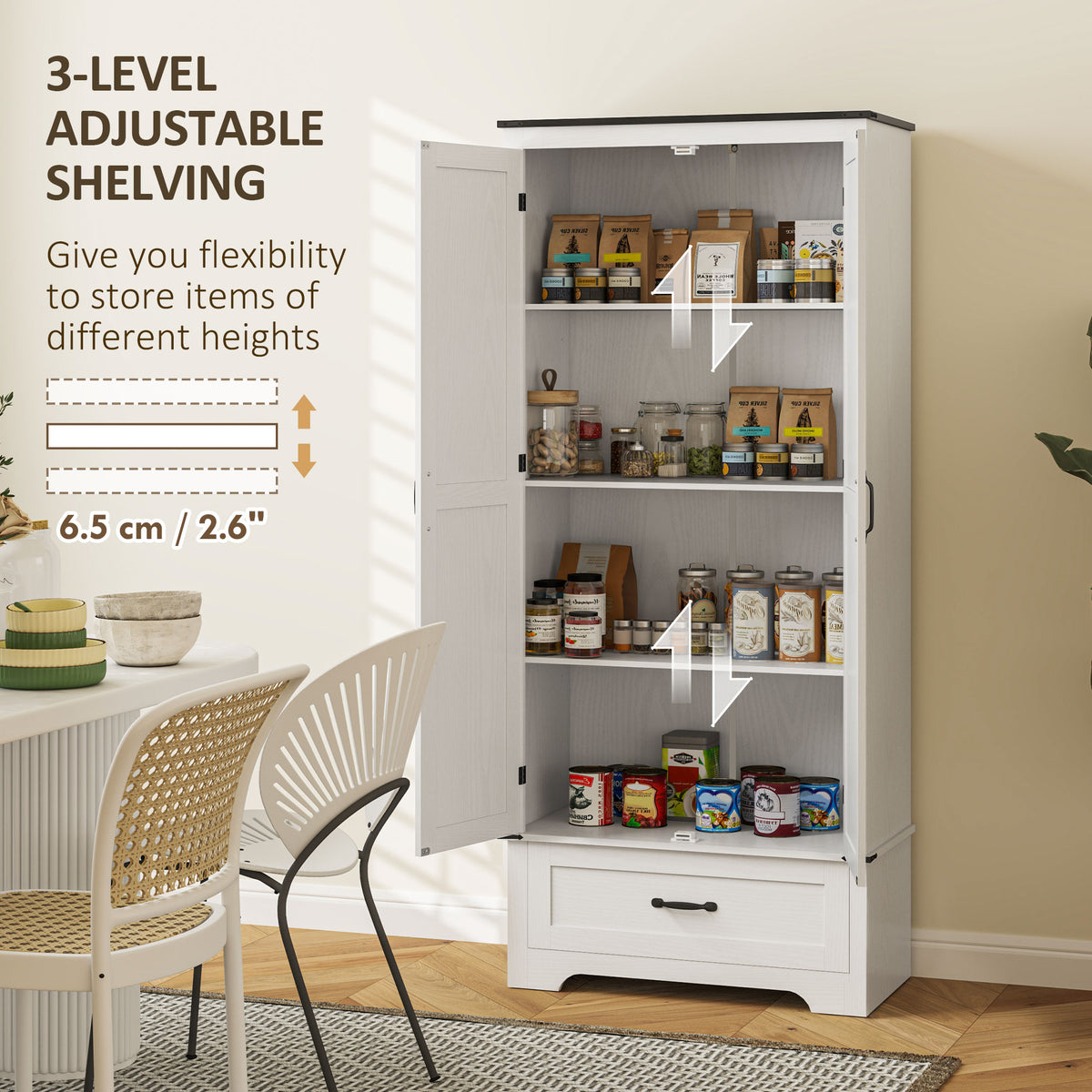 Farmhouse Pantry Cabinet with Adjustable Shelves – 31"W x 72"H