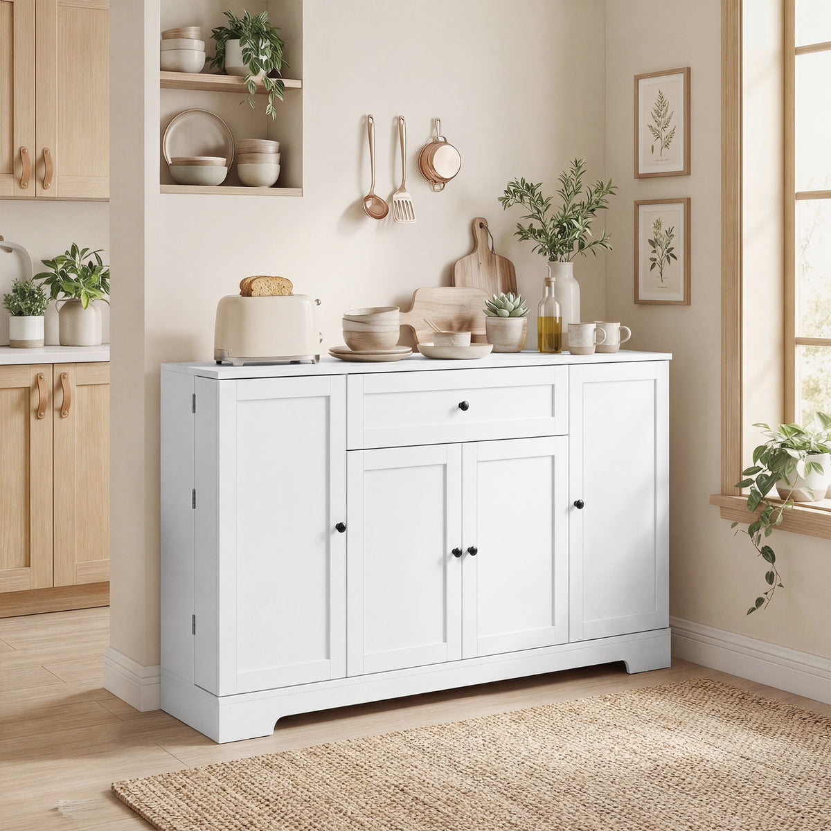 Modern Kitchen Storage Cabinet with Drawer – 55"W x 31"H