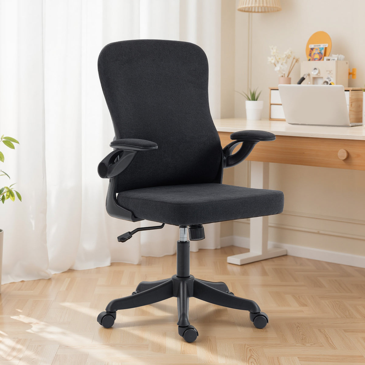 Ergonomic Office Chair, Swivel Desk Chair with Adjustable Lumbar Support and Height, Black