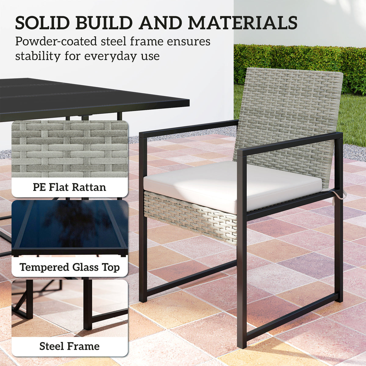 11 Pieces Wicker Patio Dining Set, Rattan Outdoor Furniture Set with 6 Armchairs, 4 Stools