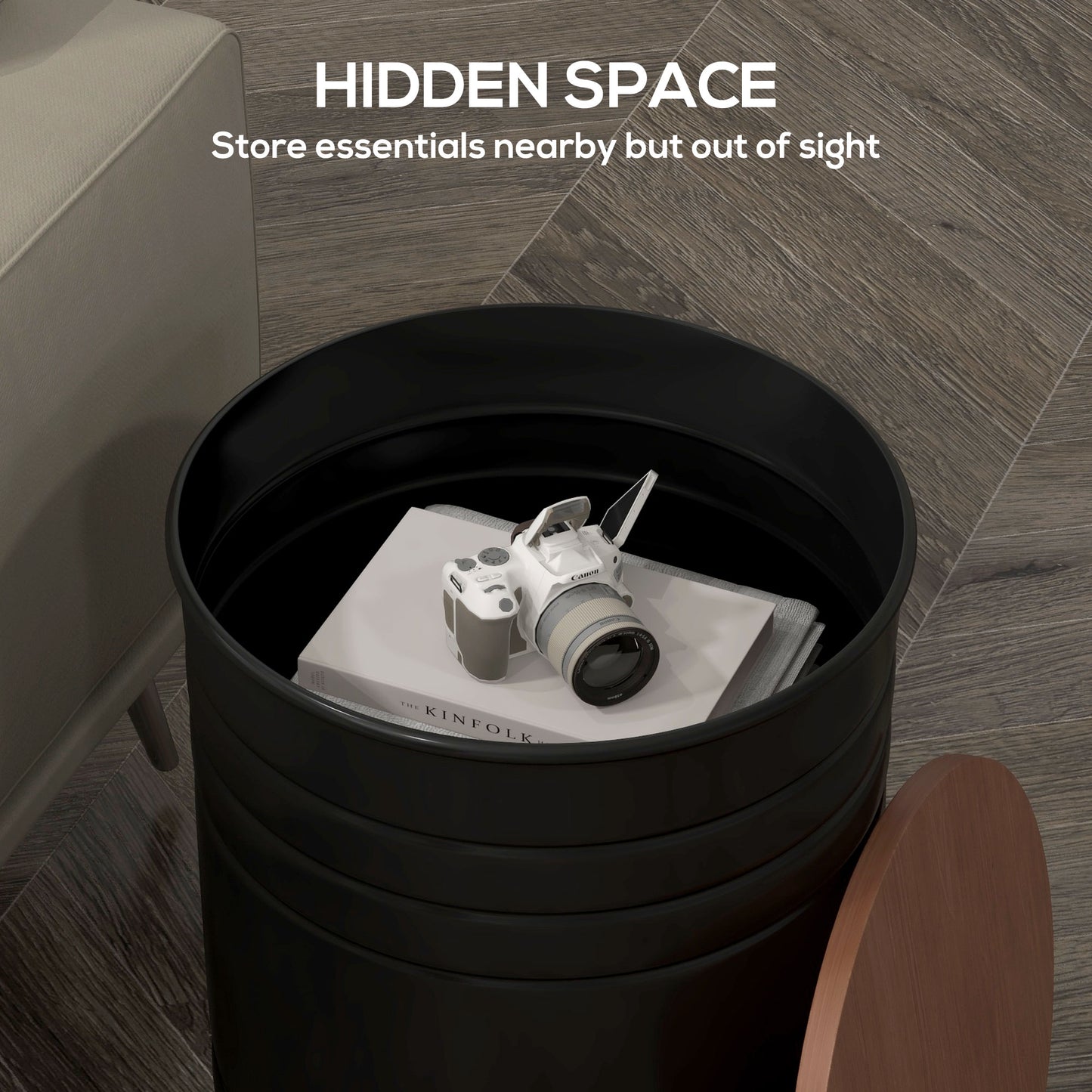 HOMCOM 2-Piece Round Nesting Coffee Tables with Wooden Lids & Hidden Storage