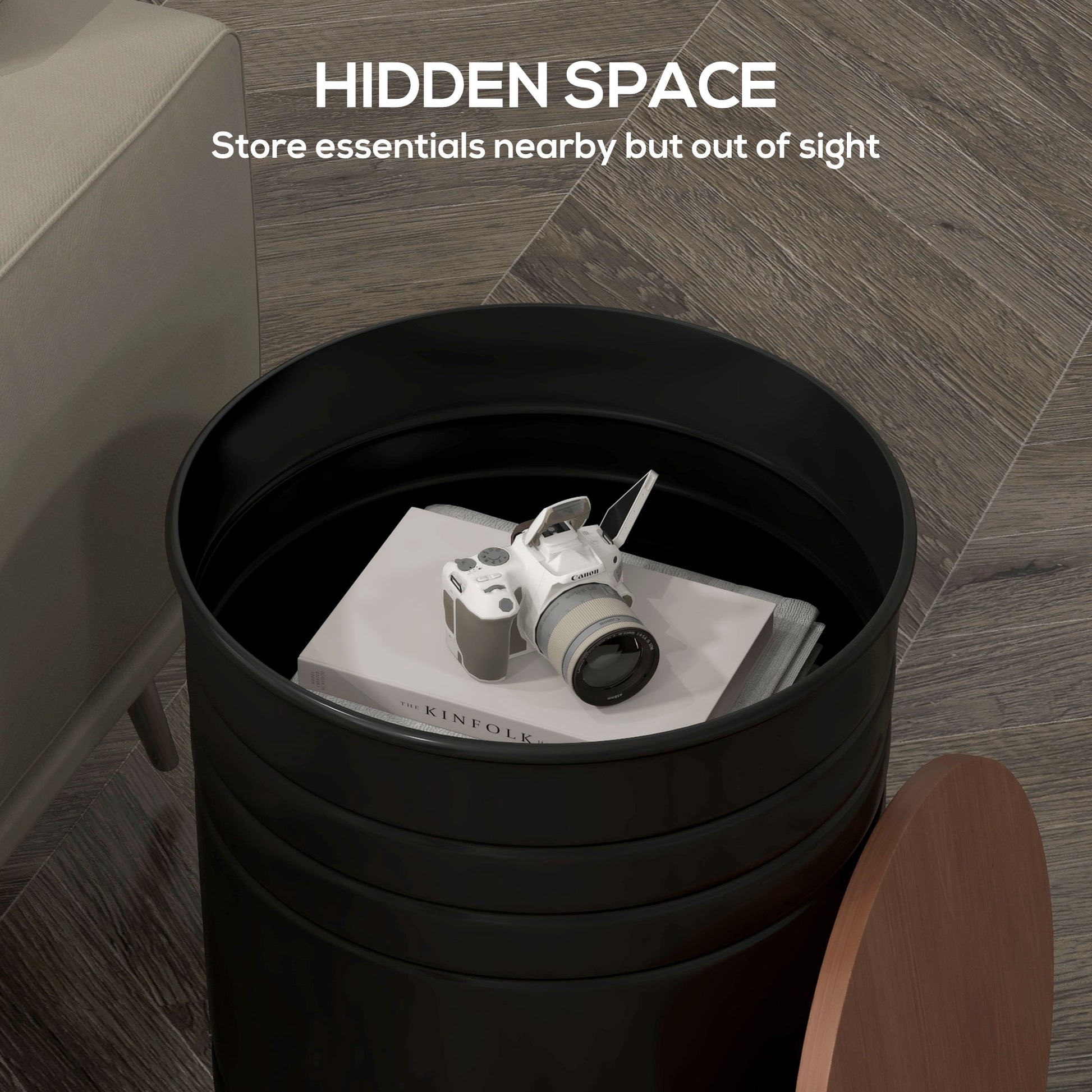 HOMCOM 2-Piece Round Nesting Coffee Tables with Wooden Lids & Hidden Storage