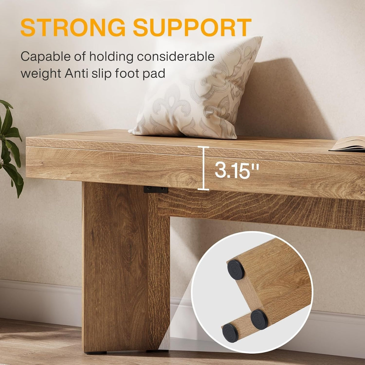 47" Entryway Bench, Farmhouse End of Bed Bench for Bedroom, Hallway