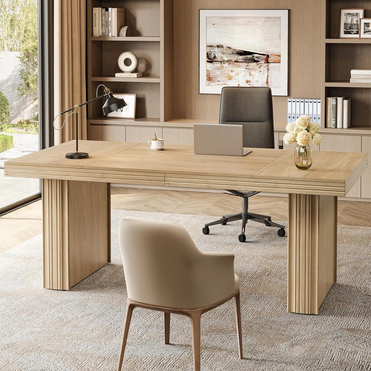 63" Executive Desk, Large Computer Desk with Heavy-Duty Legs