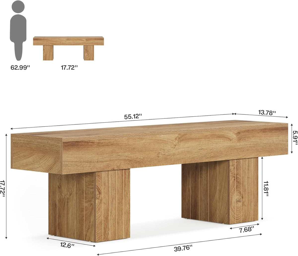 55" Entryway Bench, Farmhouse End of Bed Bench Long Dining Bench