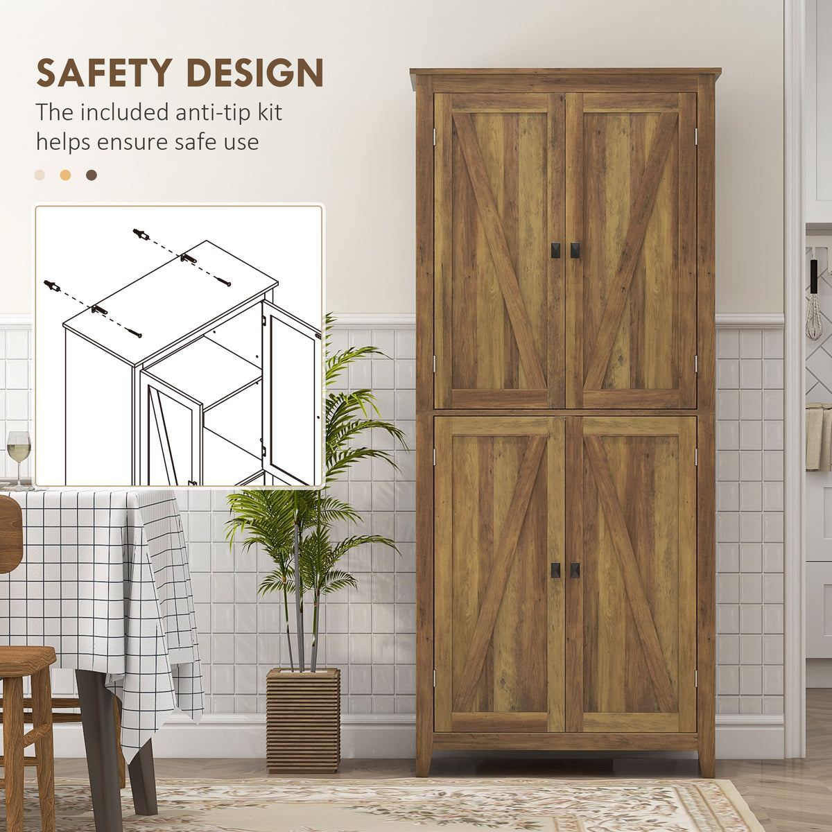 Kitchen Pantry Cabinet with Doors and Shelves – 32"W x 72"H
