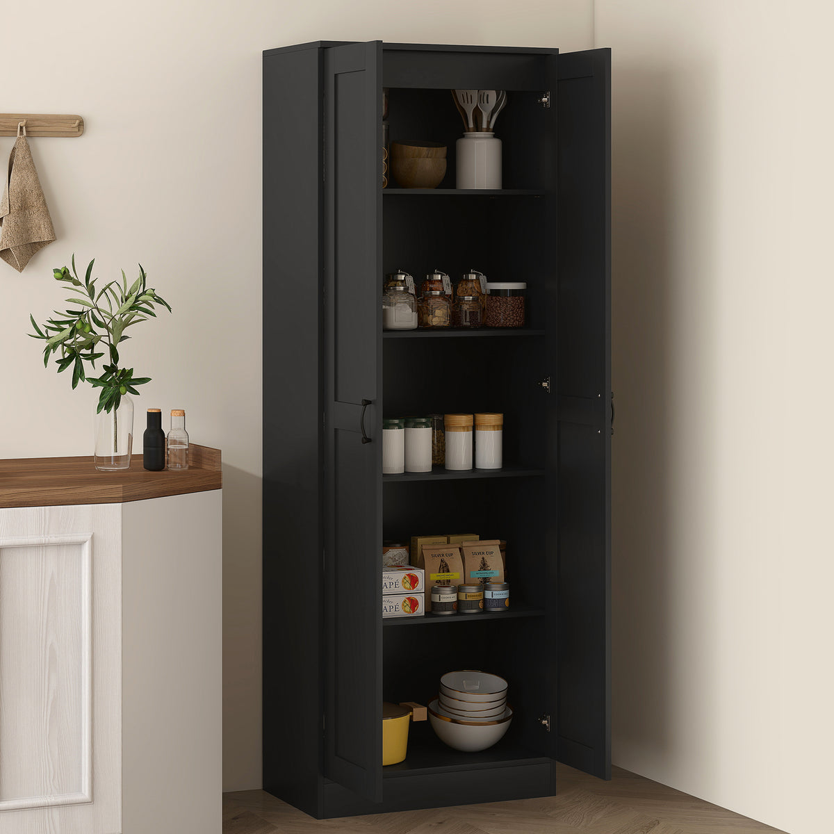 Tall Pantry Cabinet with Adjustable Shelves – 24"W x 69"H