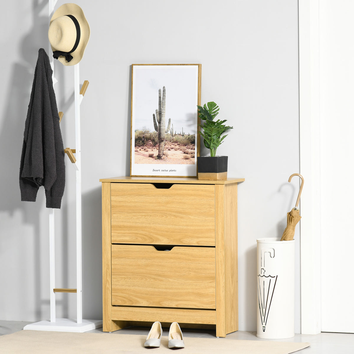 Shoe Storage Cabinet with 2 Flip Drawers – 28"W x 31"H