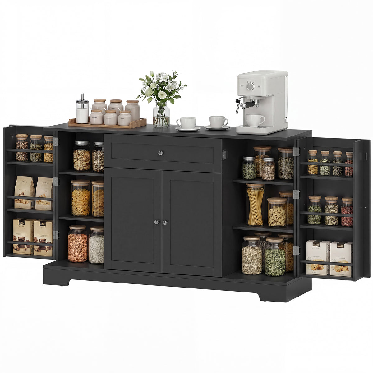Modern Kitchen Storage Cabinet with Drawer – 55"W x 31"H