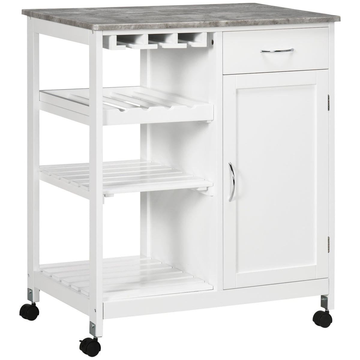 Rolling Kitchen Cart with Wine Rack – 30"W x 35"H
