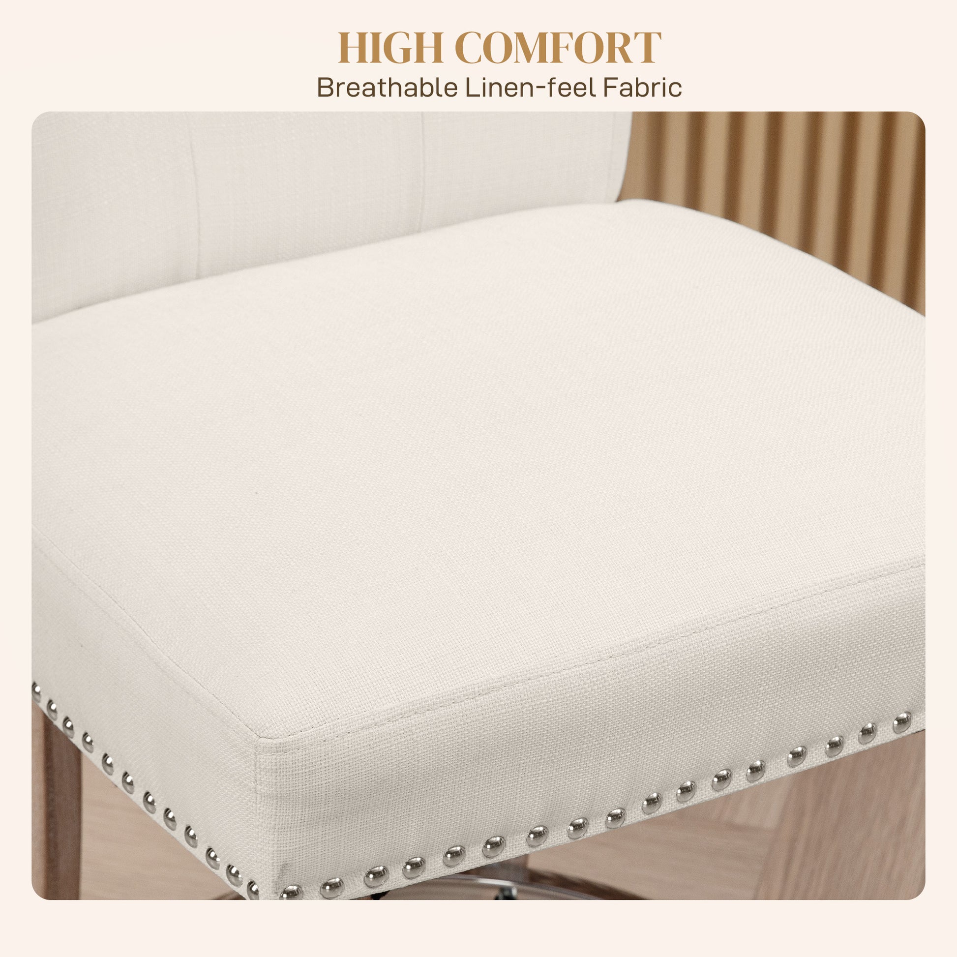 HOMCOM Set of Two Cream White Upholstered Counter Height Bar Stools