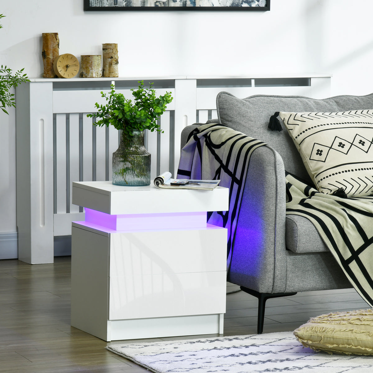 LED Nightstand with 2 Drawers – 18"W x 21"H