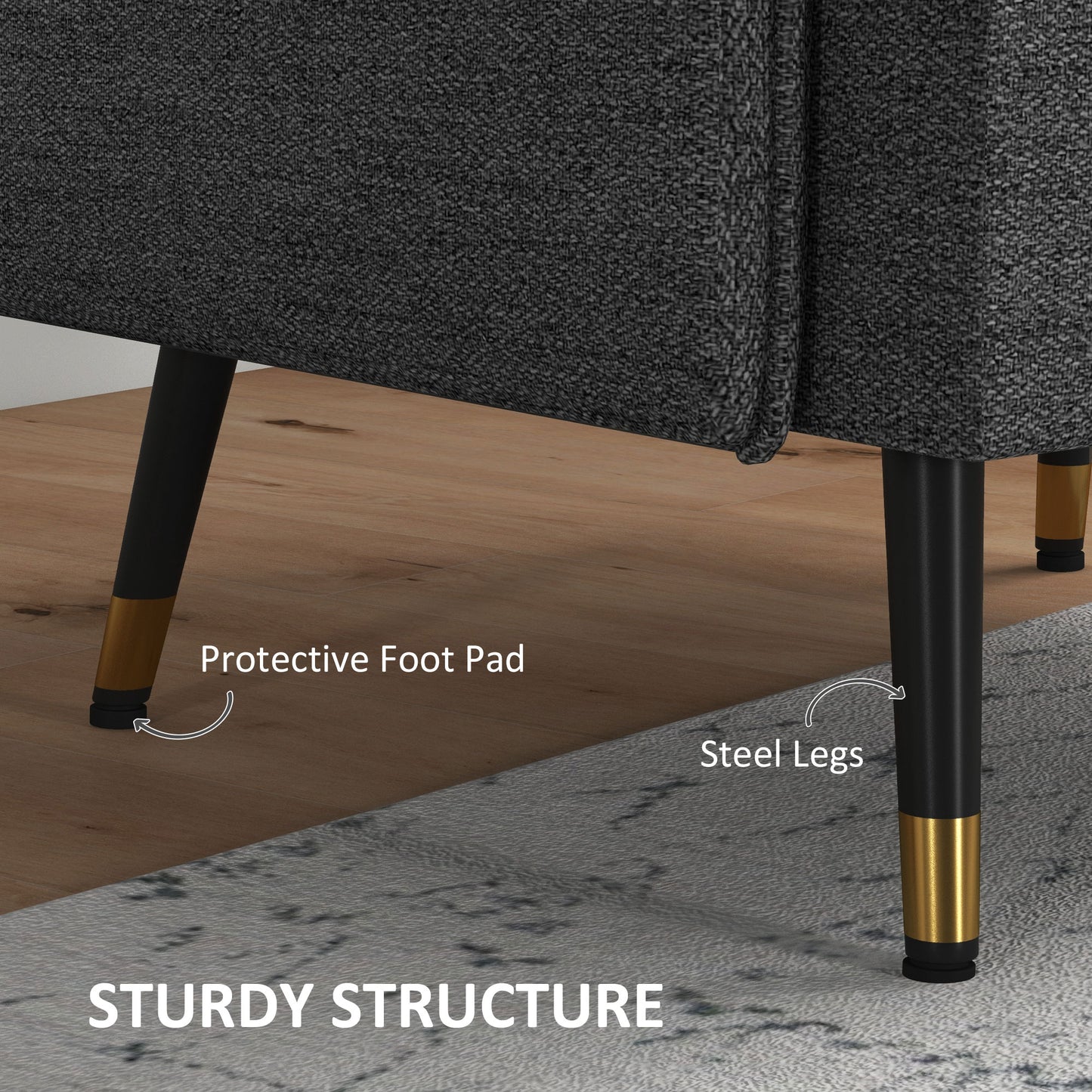 HOMCOM Modern Upholstered Accent Armchair with Tufted Back & Steel Legs