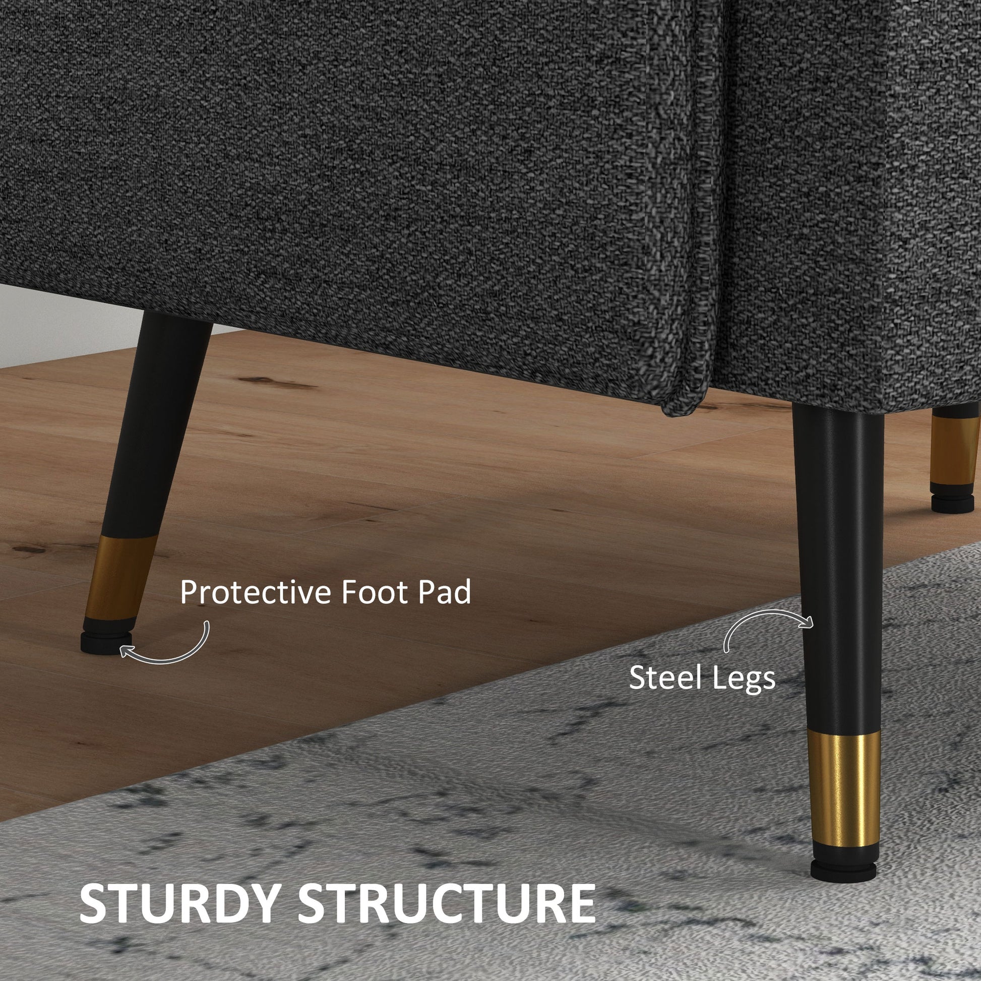 HOMCOM Modern Upholstered Accent Armchair with Tufted Back & Steel Legs